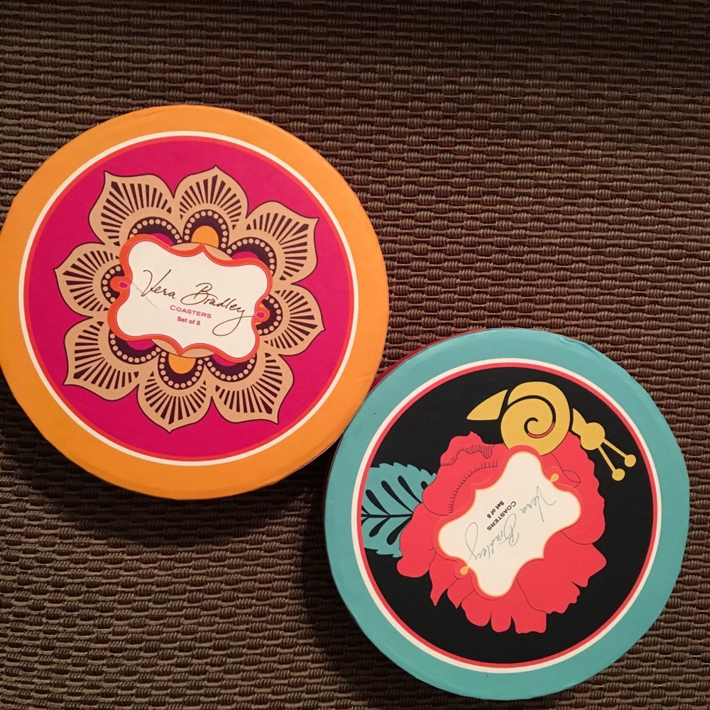 Vera Bradley Colorful Round Boxes - Orange, Pink, Teal